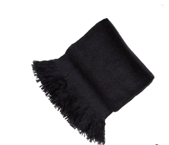 Malini Serena Black Mohair throw-black throw-Renaissance Design Studio