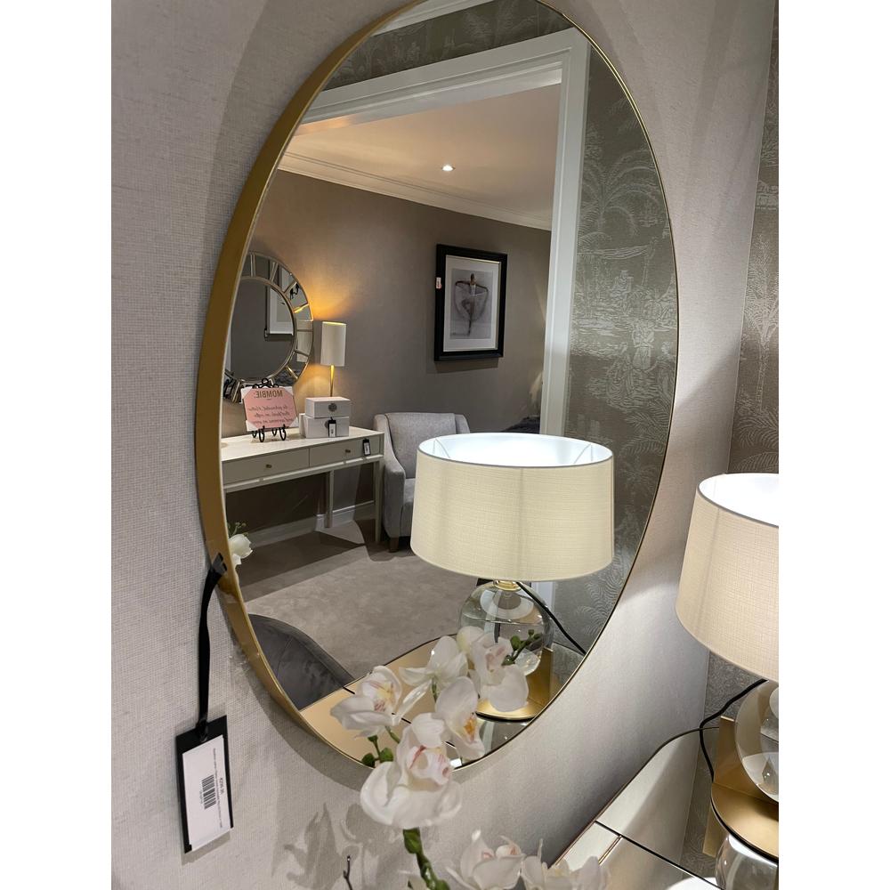 Manhattan Palace Round Minimalist Round Mirror With Slim Frame In Gold-Renaissance Design Studio