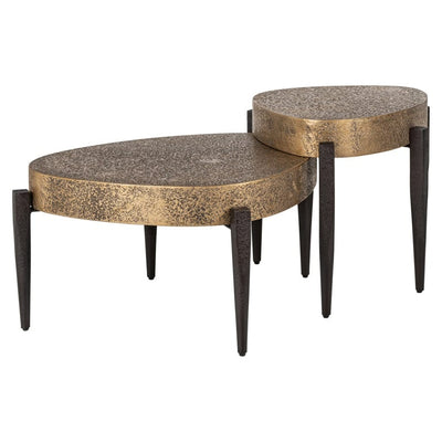 Marquee. nest of coffee tables with distressed finish