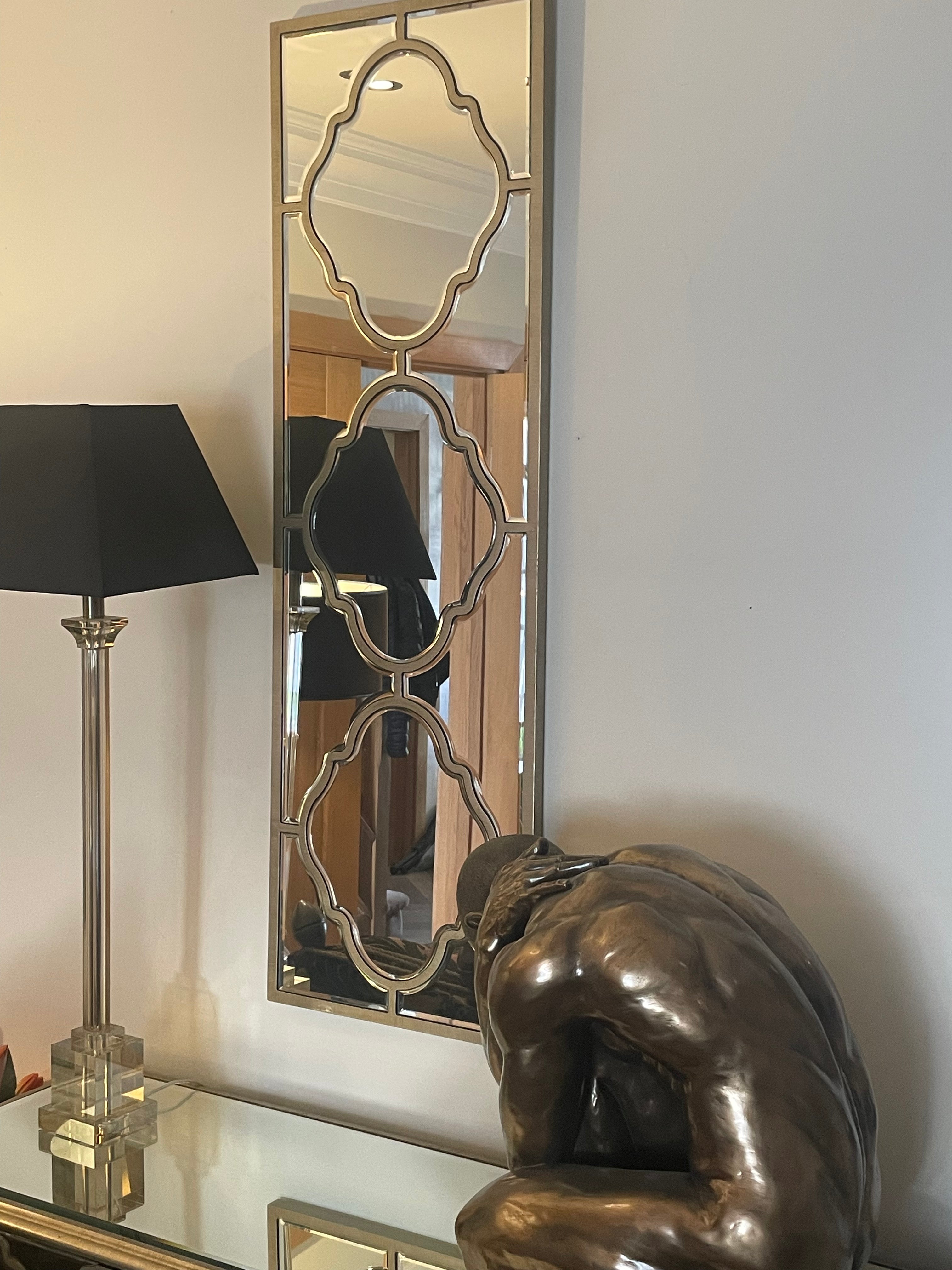 Marrakech stunning large mirror with antiqued glass panels and brass inlay 150 x 60 cm reduced-Renaissance Design Studio