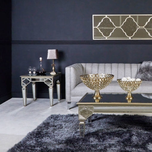 Marrakech stunning large mirror with antiqued glass panels and brass inlay 150 x 60 cm reduced-Renaissance Design Studio
