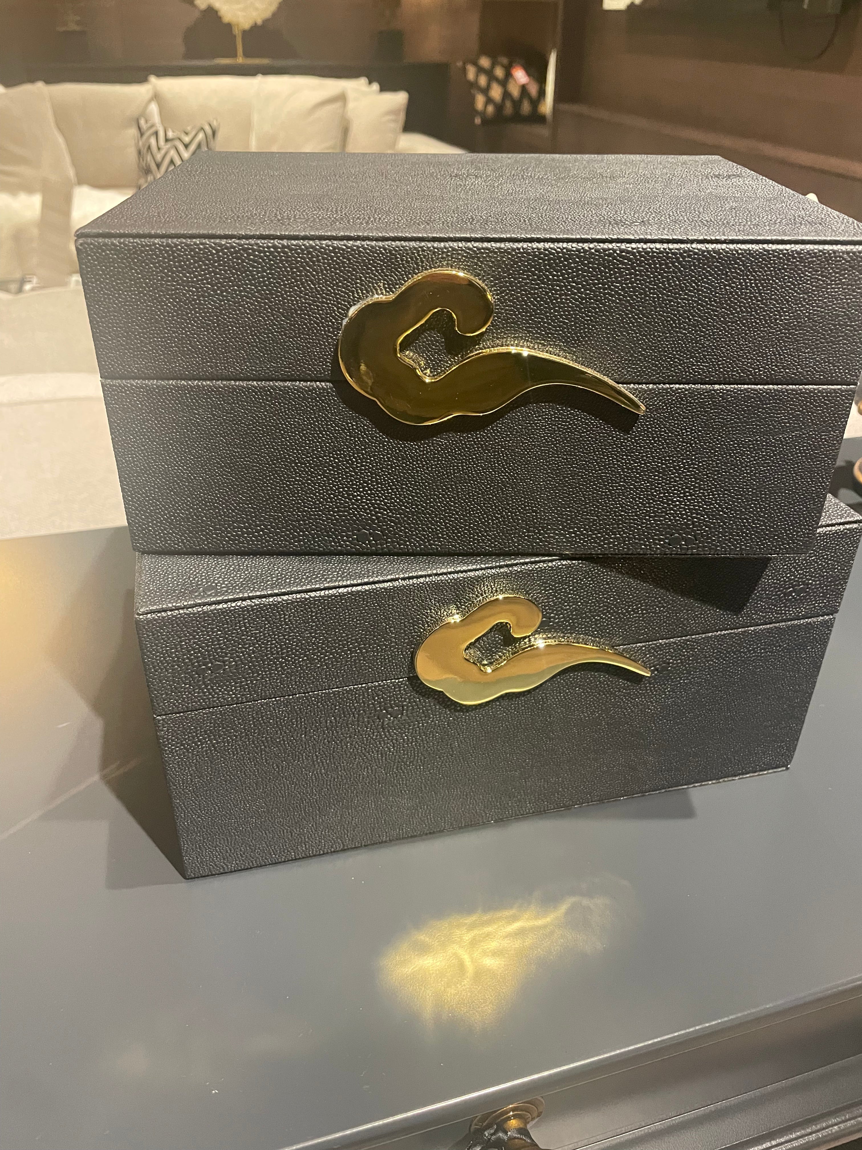 Matte Black jewellery box with gold catch-Renaissance Design Studio