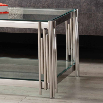 Medina Cohen Coffee Table chrome and glass last one reduced almost half price-Renaissance Design Studio