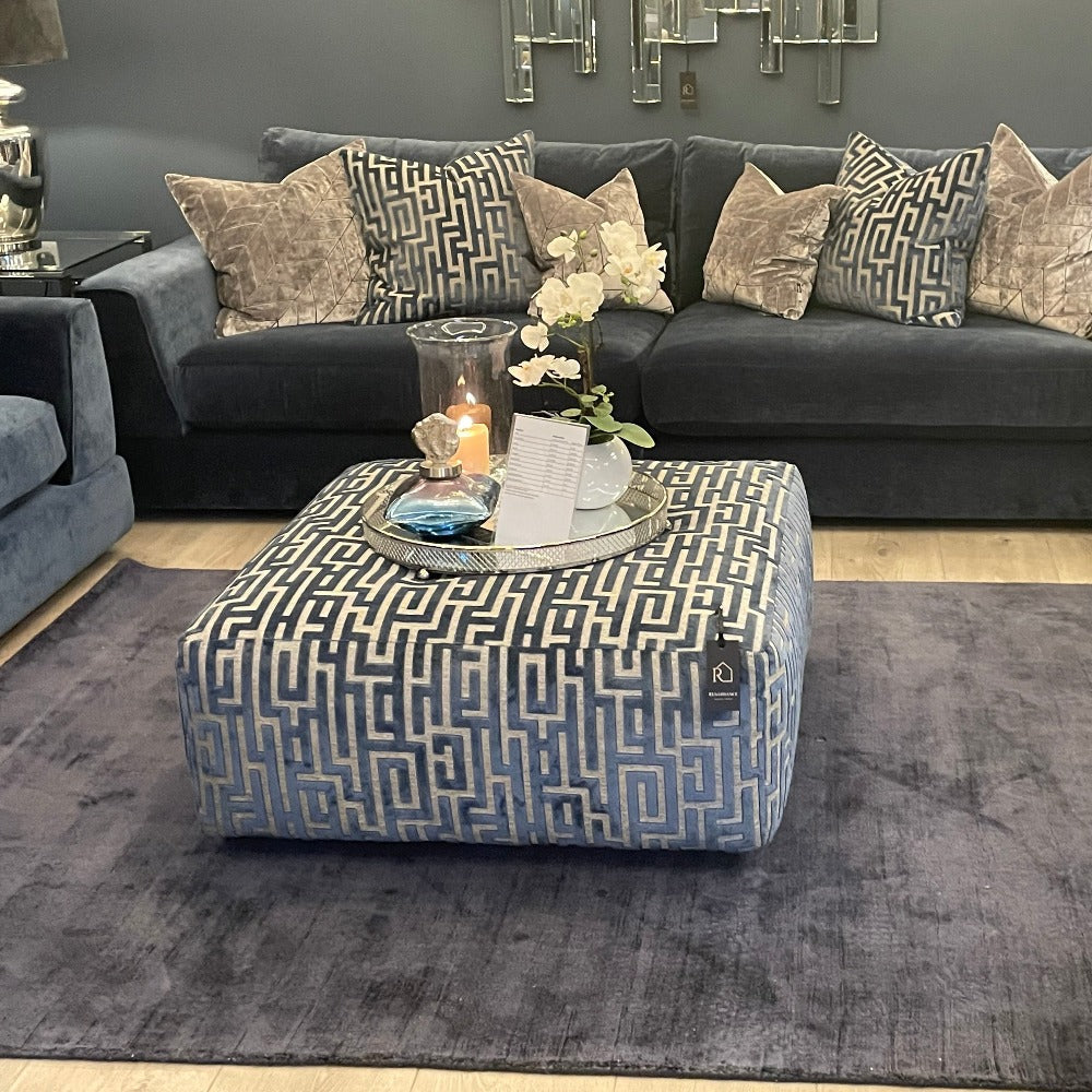 Medina Footstool ottoman in magna charcoal-Renaissance Design Studio