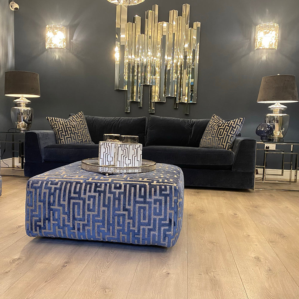 Medina Footstool ottoman in magna charcoal-Sofas-Renaissance Design Studio