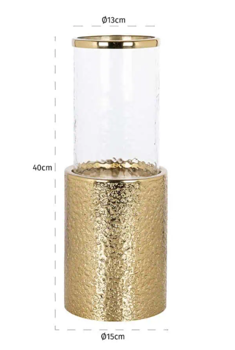 Megan Gold & Glass Hurricane - In 2 Sizes-Renaissance Design Studio