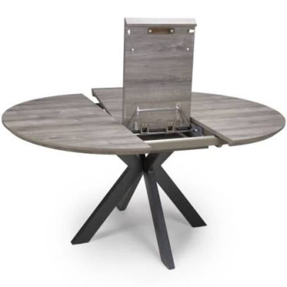 Mirabeau round oak dining table fixed  SMART top or extending