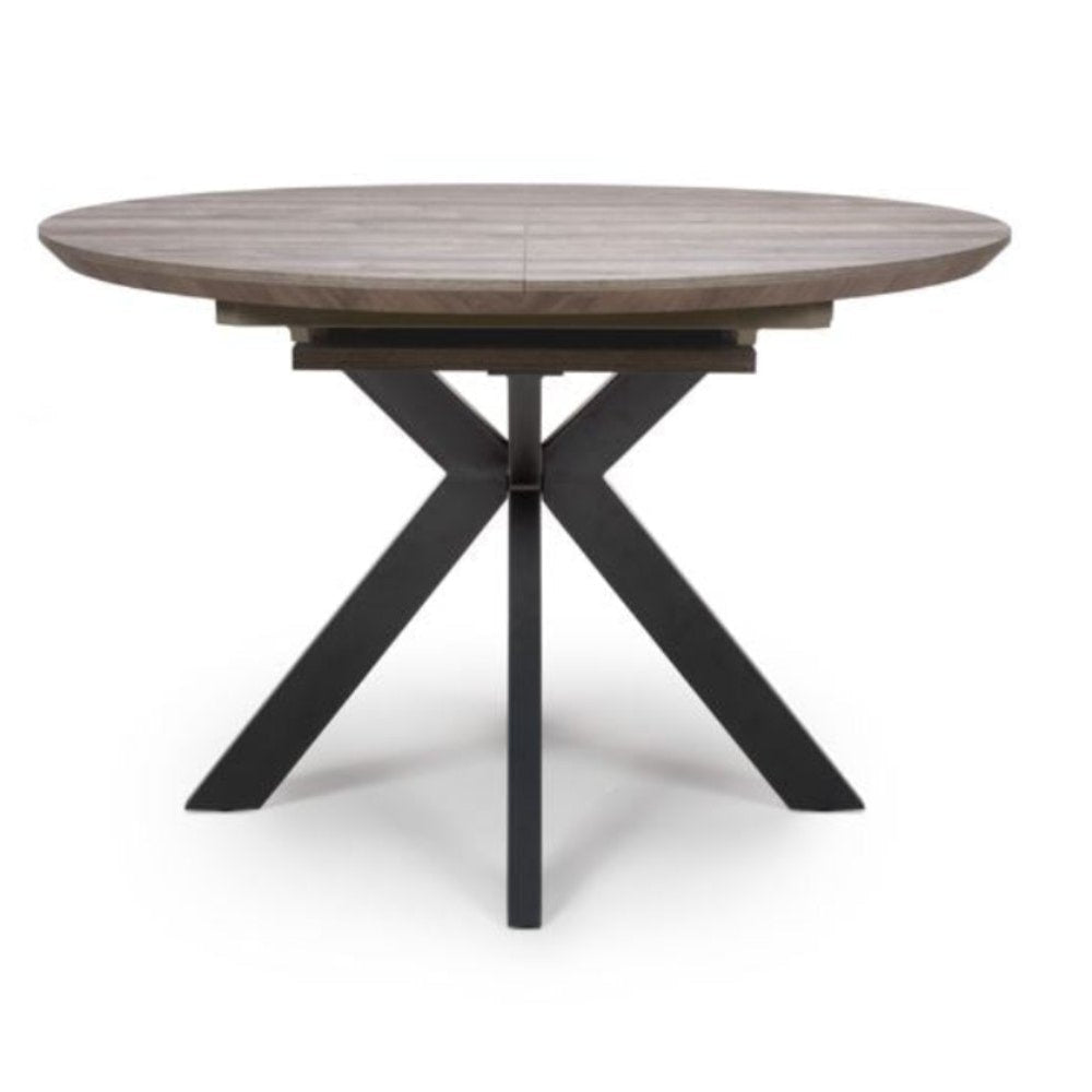 Mirabeau round oak dining table fixed  SMART top or extending