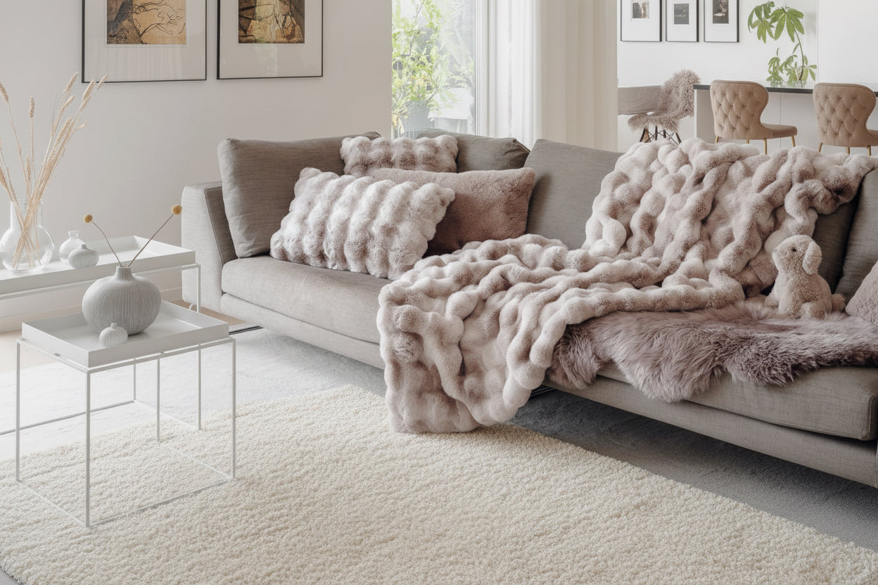 Misty Medium faux fur 120 x 180 cm large throw-Renaissance Design Studio