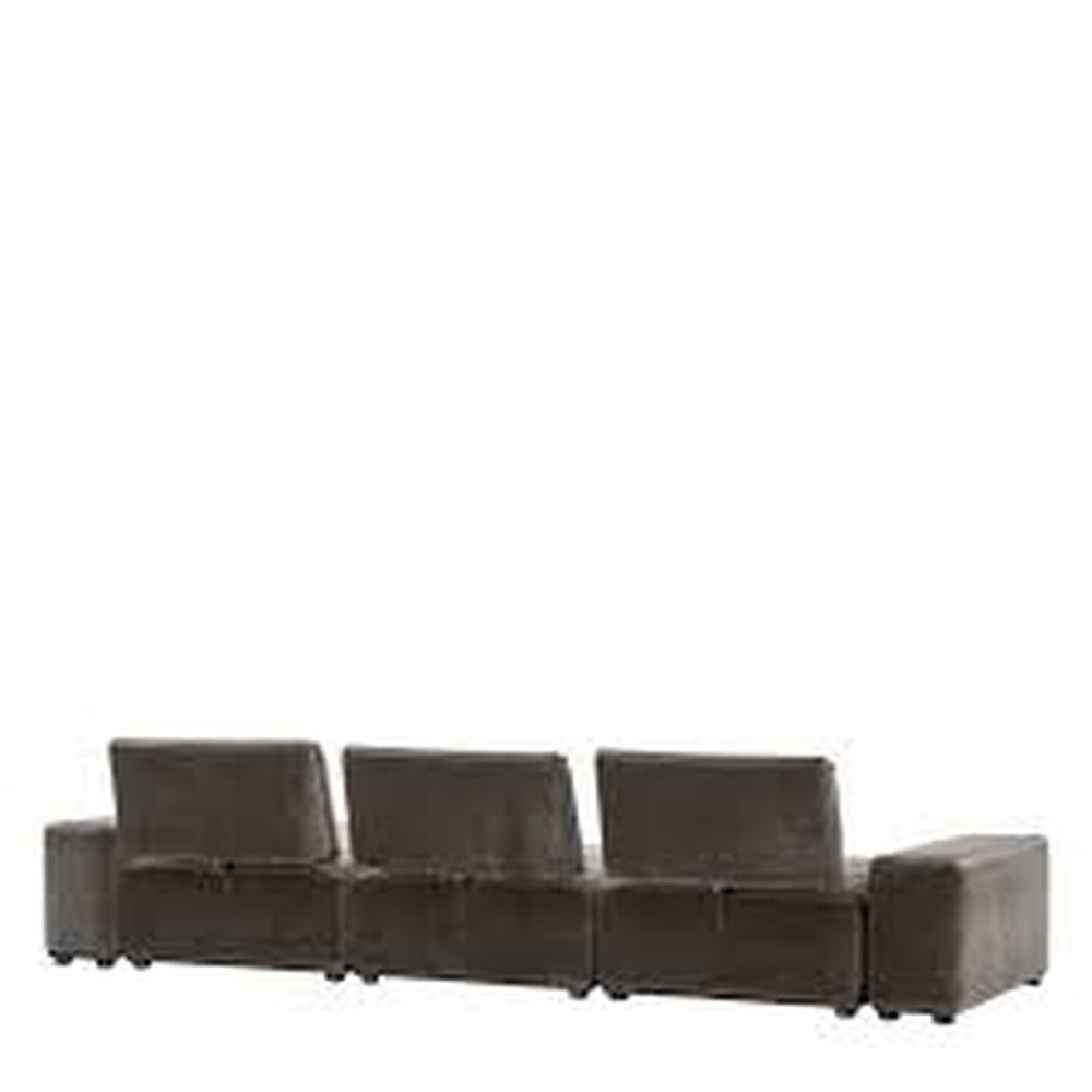 Granite Grey Mondial modular sofa by Eichholtz, 3 sections with 2 moveable armrests, polyester upholstery.