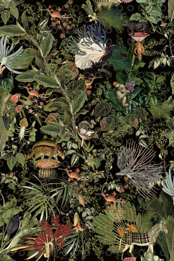 Moooi Wallcovering Extinct Animals Menagerie of Extinct Animals Wallpaper By Arte-Renaissance Design Studio