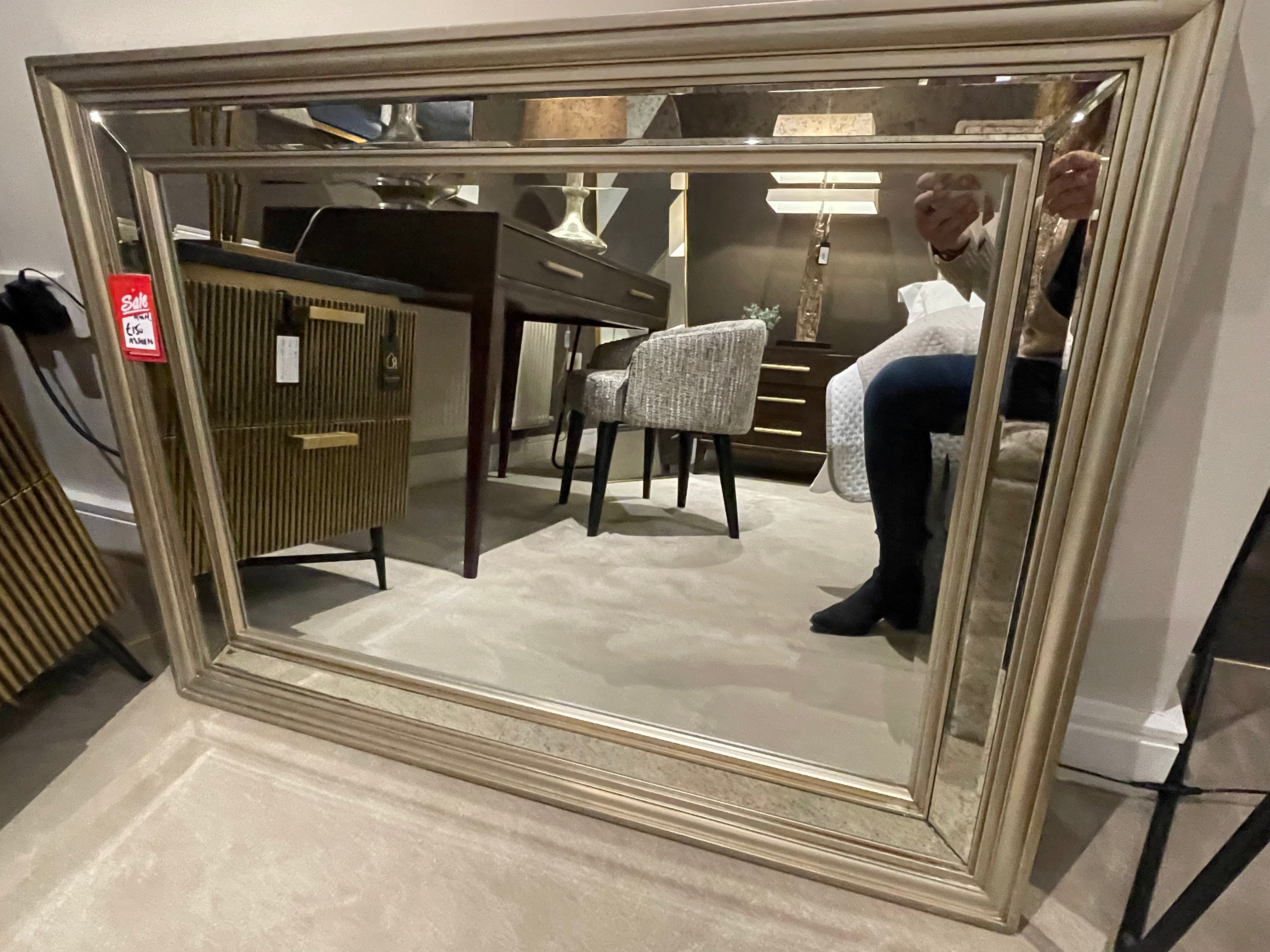 MqM mirror w antiqued glass in outer section reduced ex display-Renaissance Design Studio