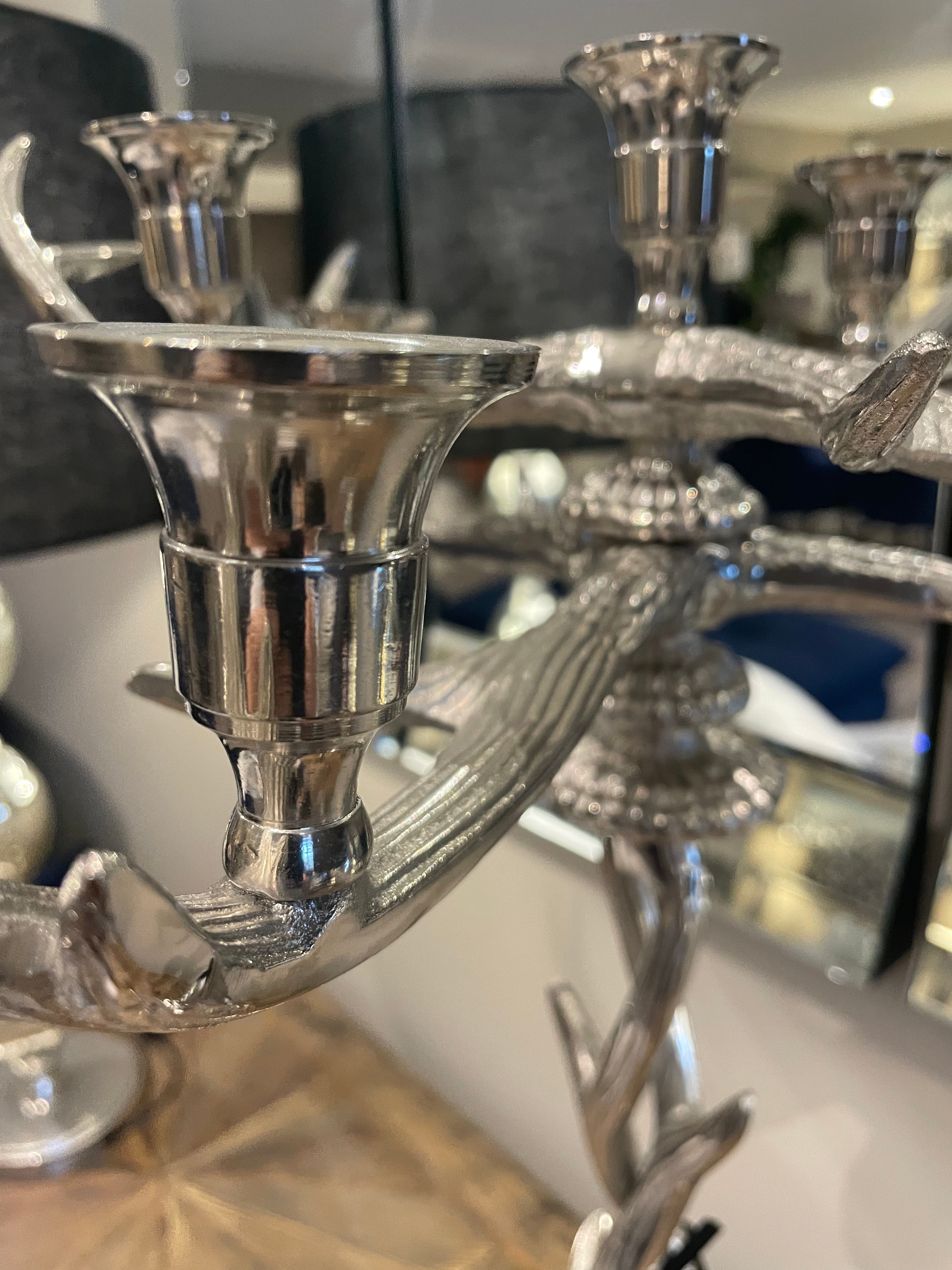 Nickel Antler Tall Candle Holder-Renaissance Design Studio
