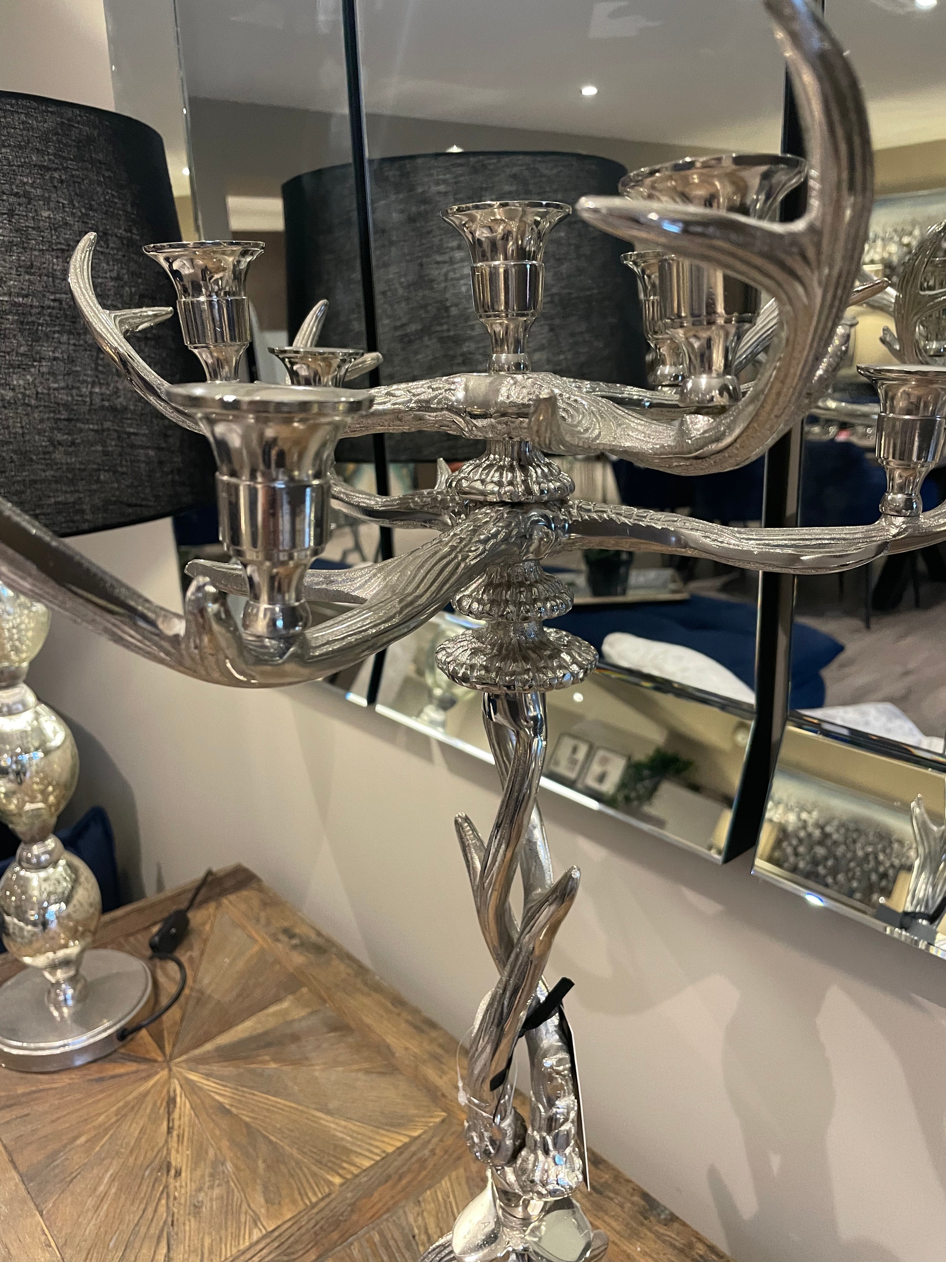 Nickel Antler Tall Candle Holder-Renaissance Design Studio