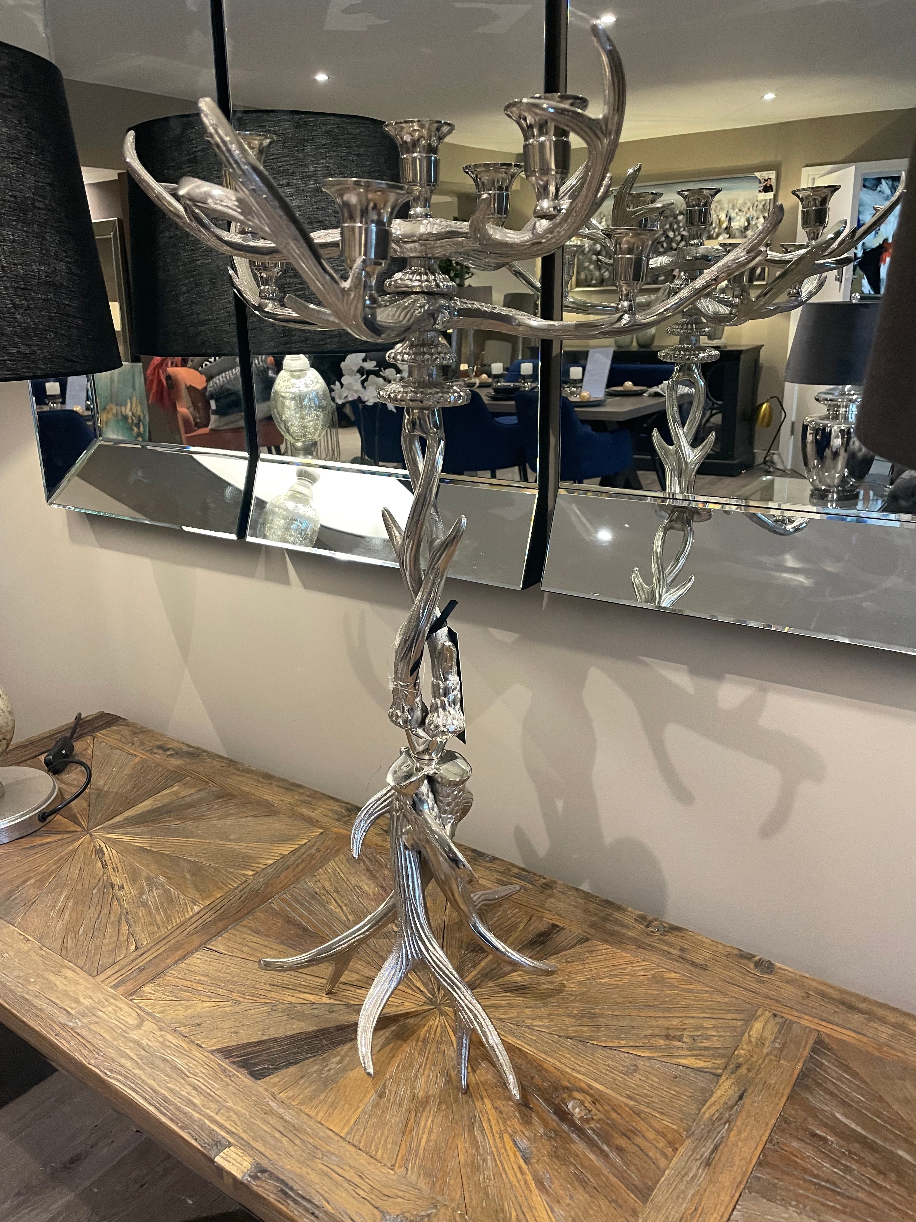 Nickel Antler Tall Candle Holder-Renaissance Design Studio