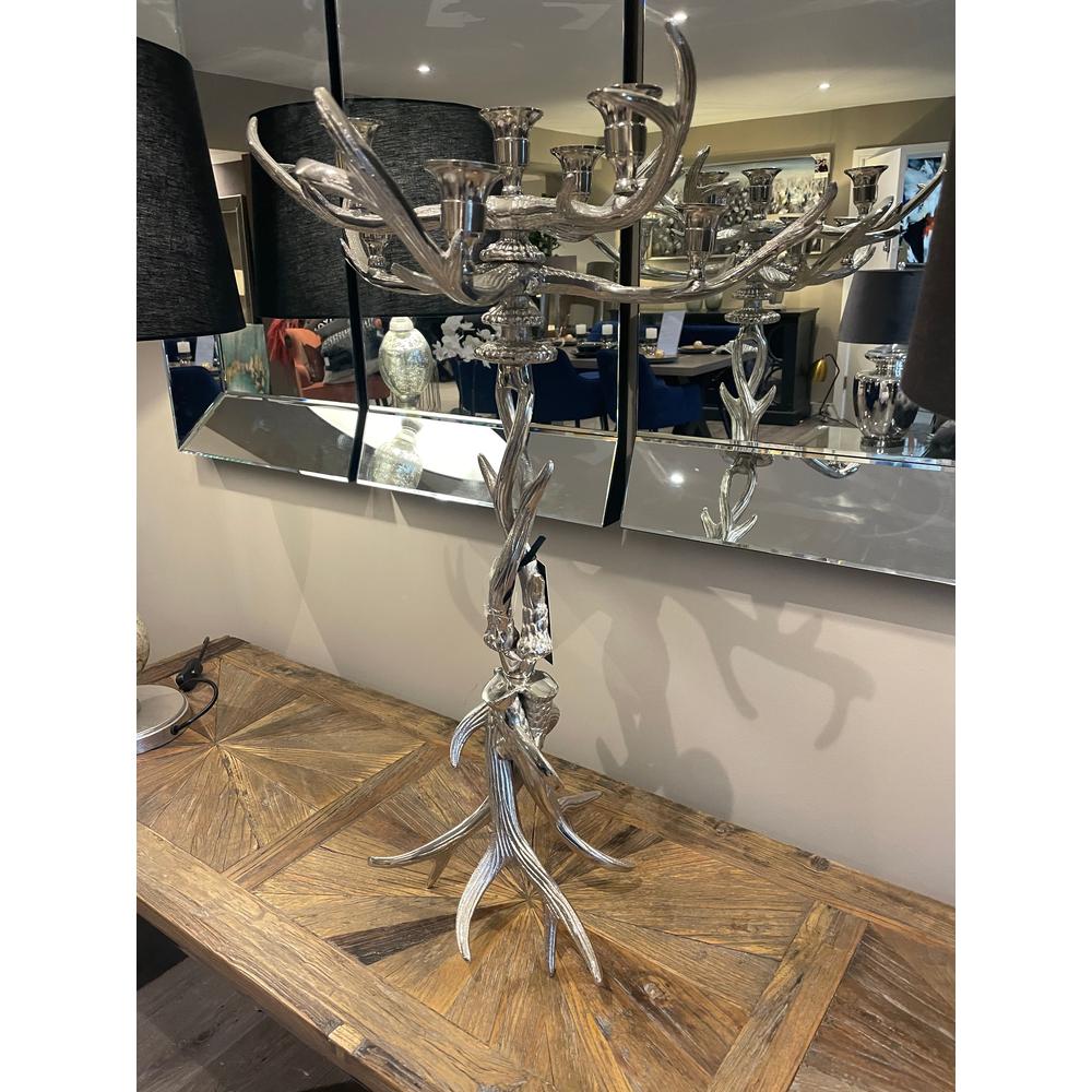 Nickel Antler Tall Candle Holder-Renaissance Design Studio