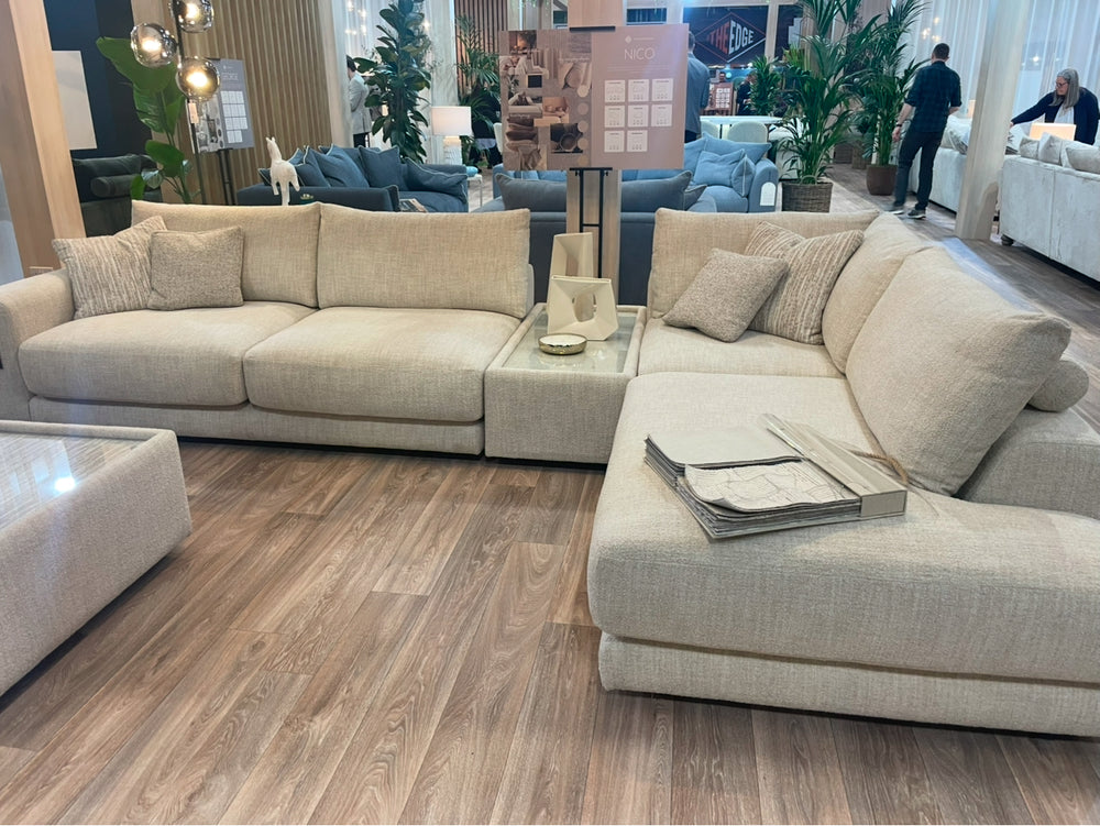 Nico custom  sofa  designed for you and made by Whitemeadow w free scatters