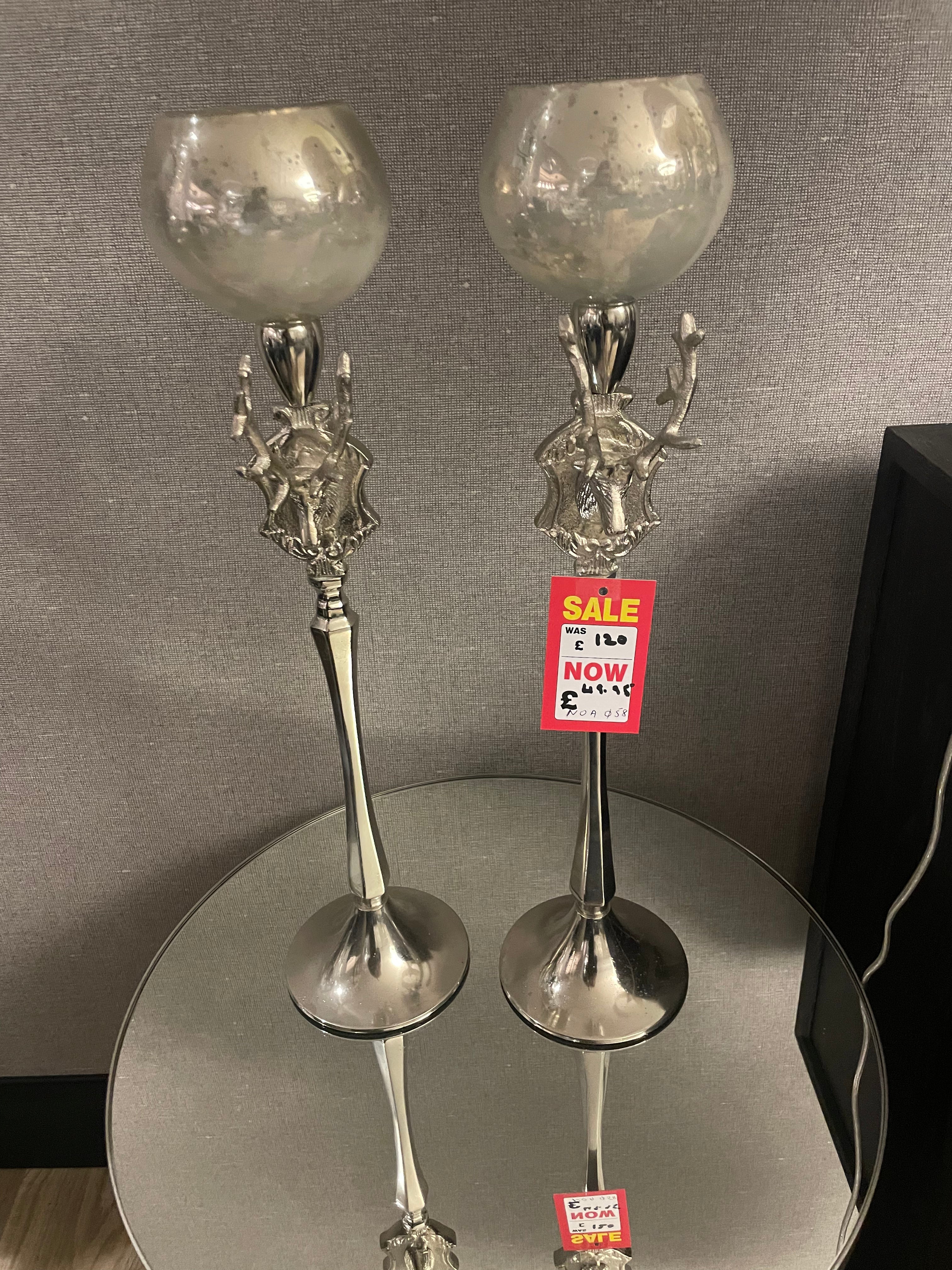 NOA tall Candle holders reindeer stag .less than HALF PRICE-Renaissance Design Studio