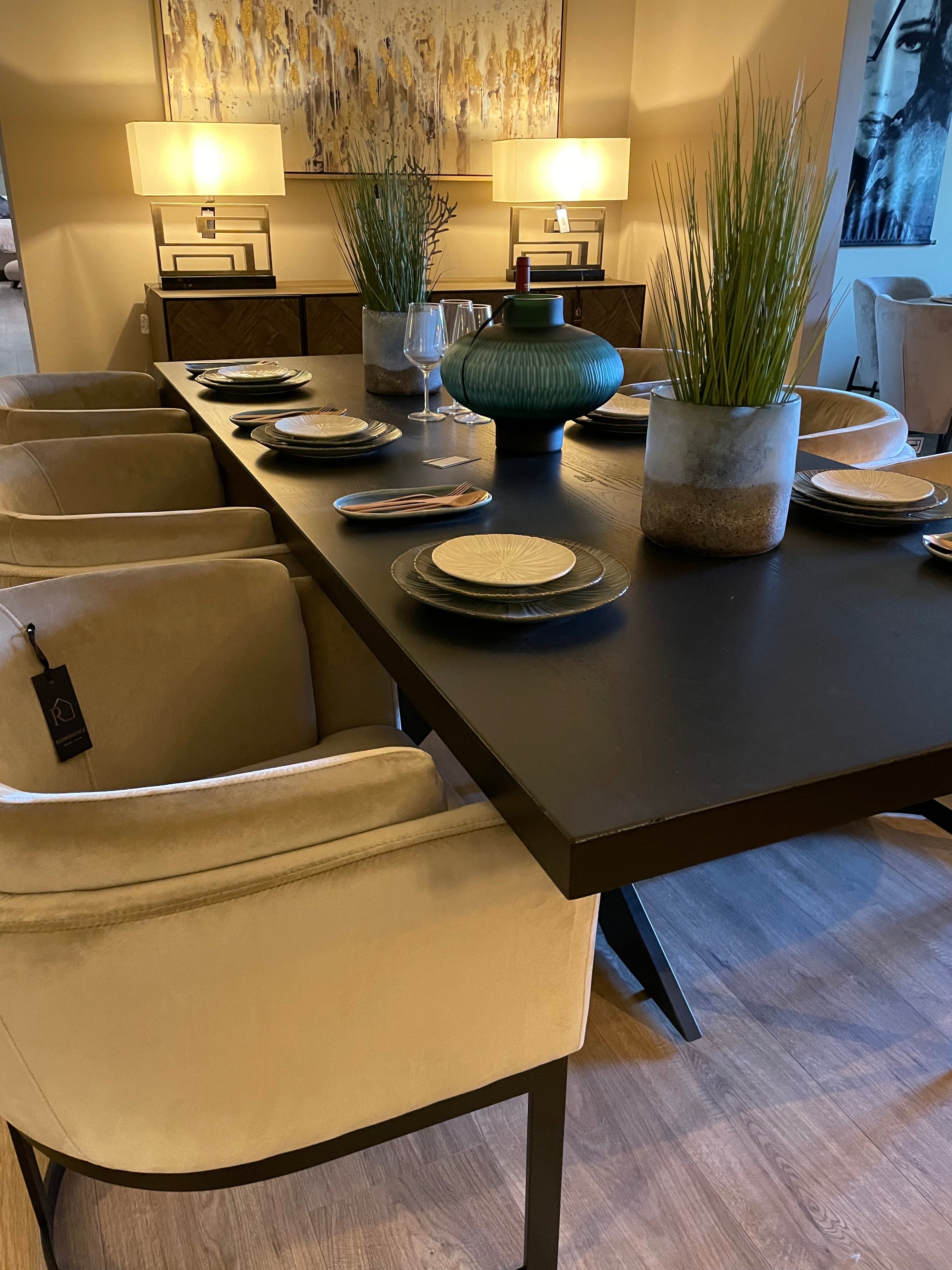 Ontario black Dining Table rectangle in 200 cm-Renaissance Design Studio