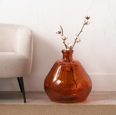 Orange organic recycled glass vase-Renaissance Design Studio