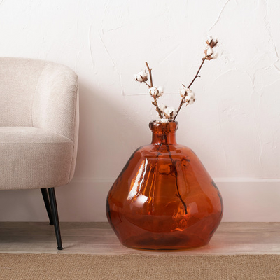 Orange organic recycled glass vase