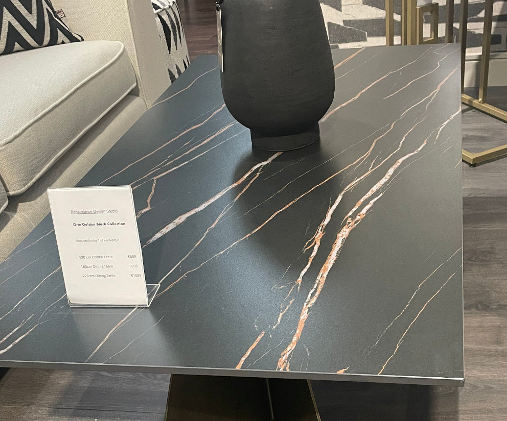 Orin Black Stone XL Dining Table 1800 Golden Black reduced-Dining Table-Renaissance Design Studio
