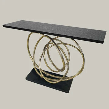 Oscana  brass and black Granite Console Table