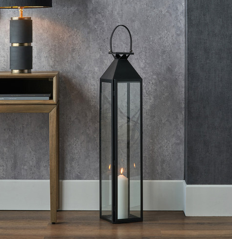 Pacific Black Stainless Steel tall Lantern - Large-Renaissance Design Studio