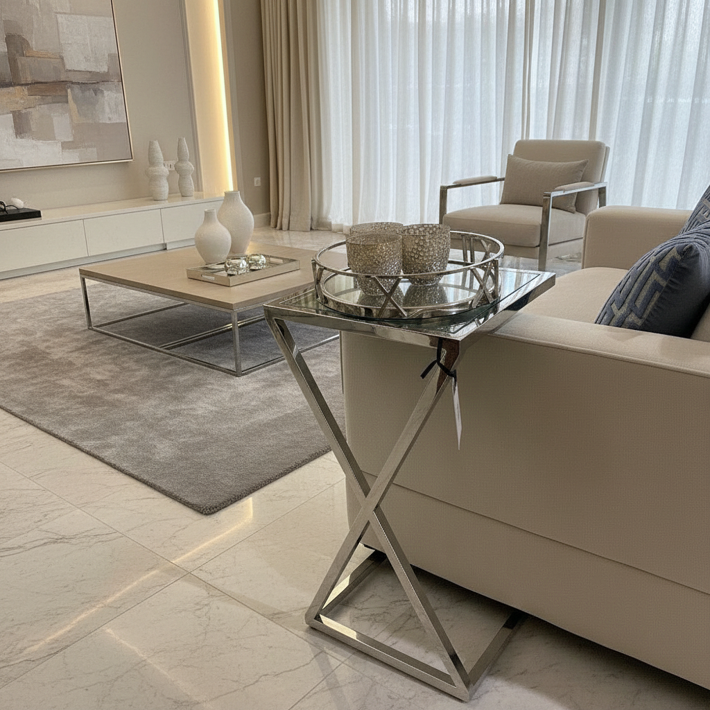 Paradise Chrome Sofa table Reduced price-sofa table-Renaissance Design Studio