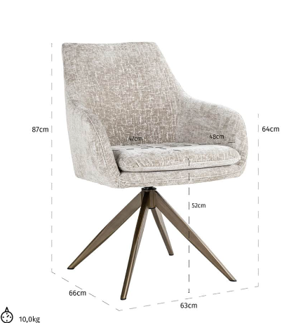 Pearl Swivel Dining Chair-Renaissance Design Studio