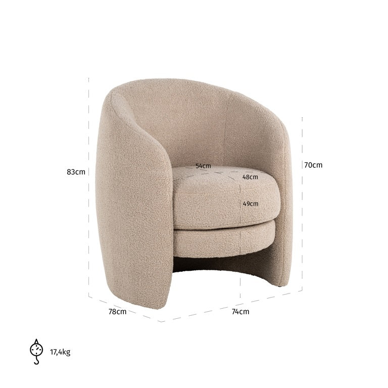 Penna furry chair in sand colour by Richmond .-Renaissance Design Studio