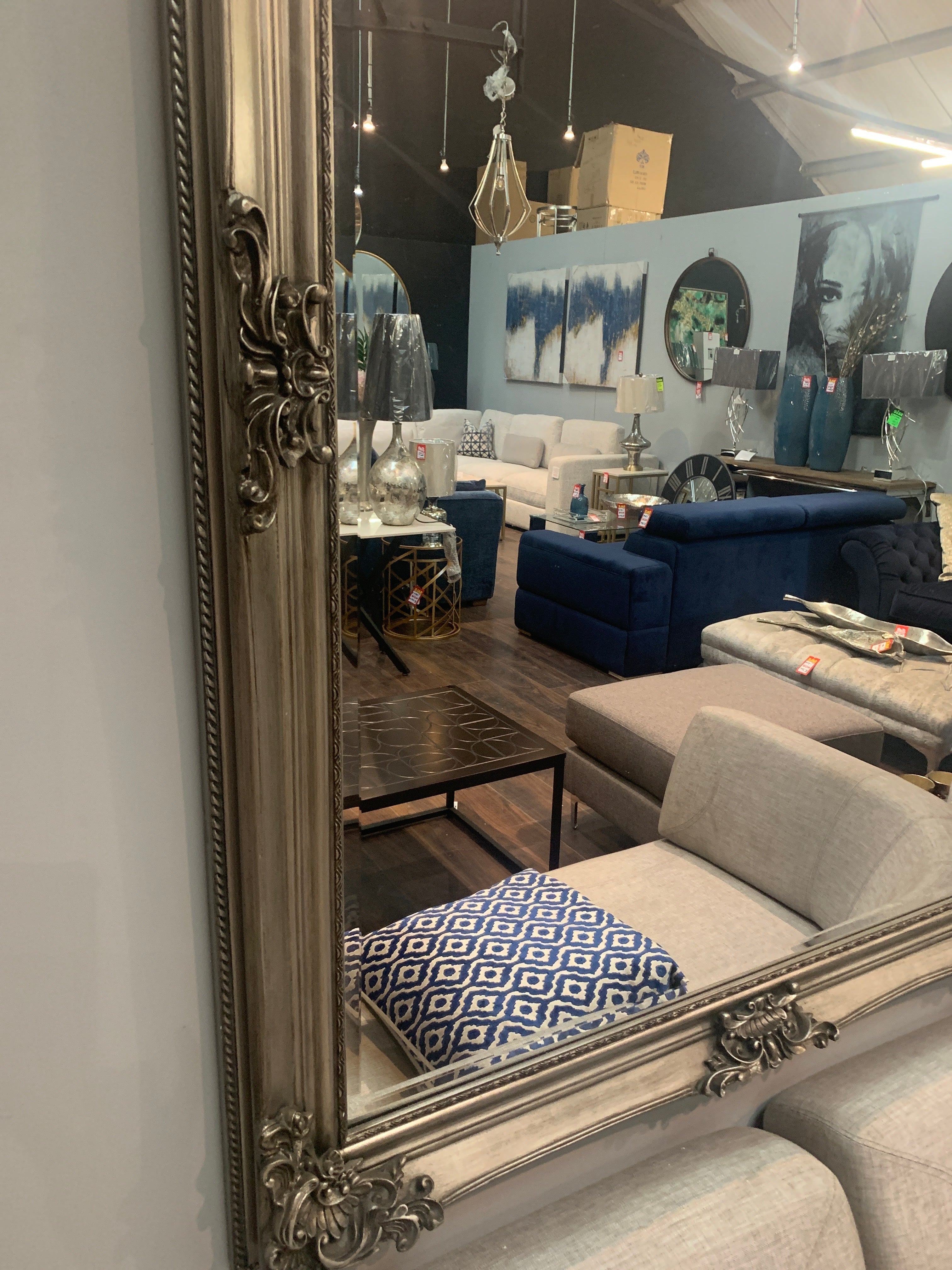 Perry oversized French mirror last one to clear almost half price instore purchase in outlet store-Renaissance Design Studio