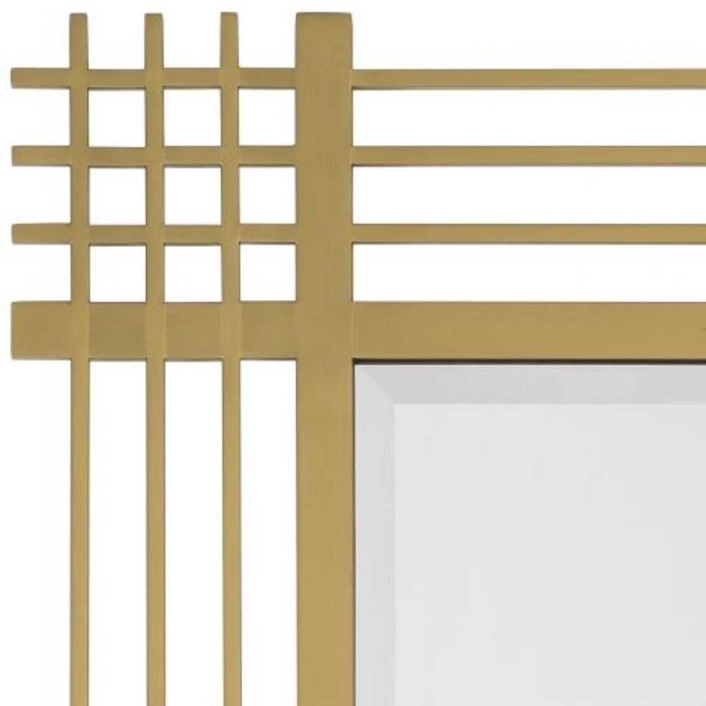 Pierce brushed brass designer mirror by Eichholtz-wall mirror large-Renaissance Design Studio
