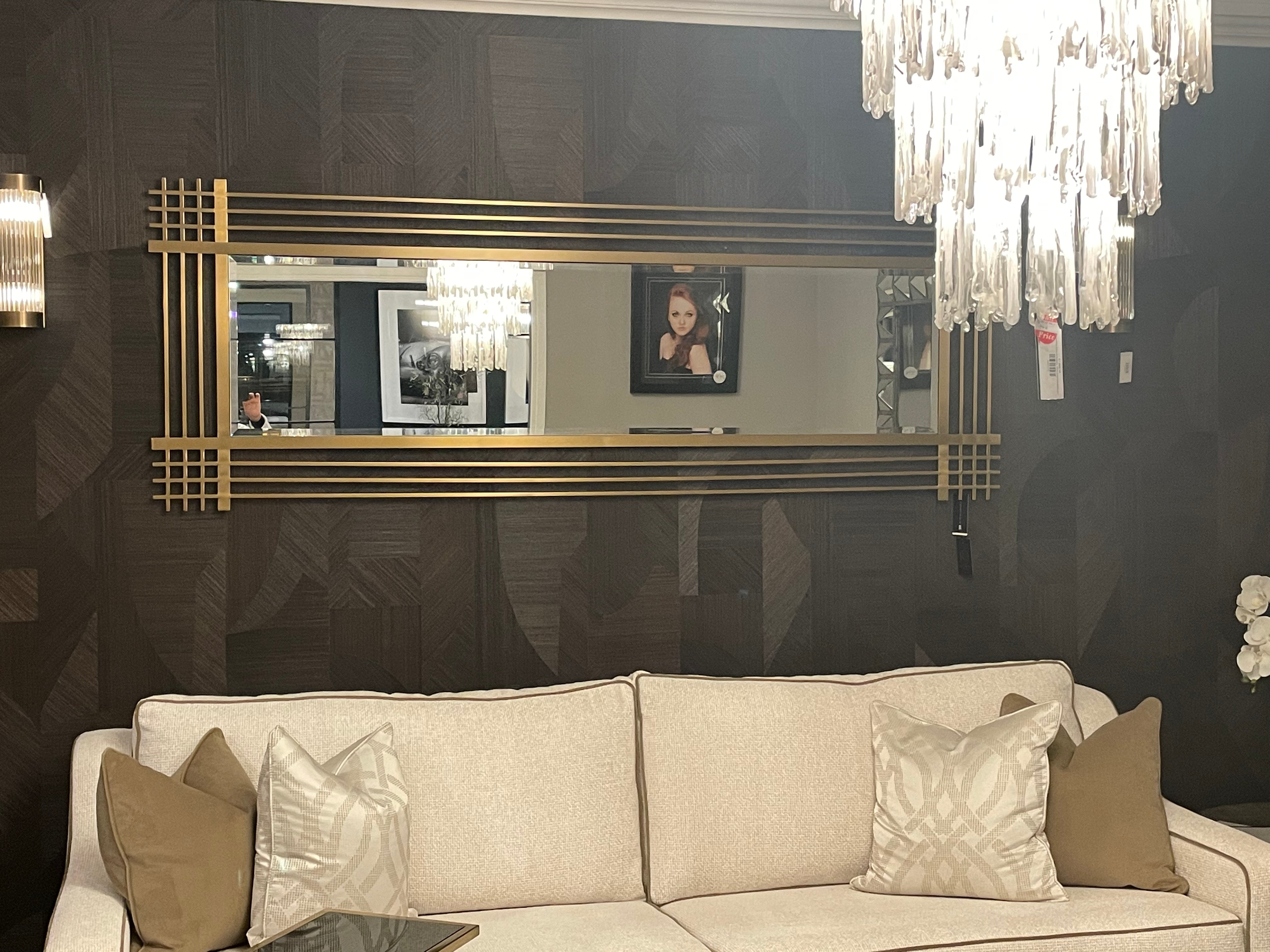 Pierce brushed brass designer mirror by Eichholtz-wall mirror large-Renaissance Design Studio