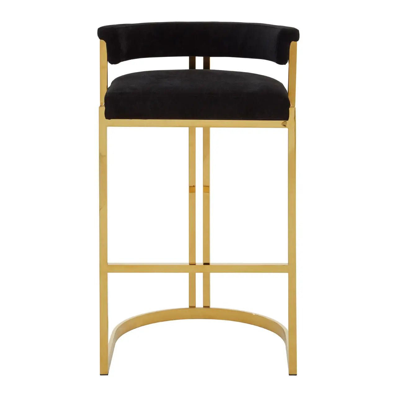 Piermont black velvet stool with gold frame-bar stool-Renaissance Design Studio