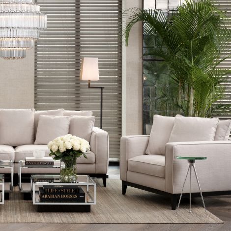 Príncipe Designer sofa with 2 armchair with wooden plinth by Eichholtz Save up to 37.5%-Sofa-Renaissance Design Studio