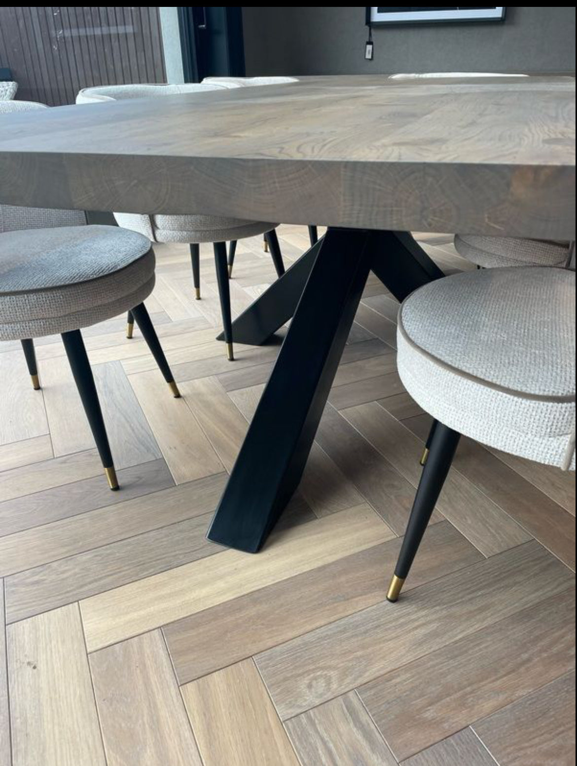 Provence XL solid oak dining table ex display live edge 240 x 110 cm sold as seen-Dining Table-Renaissance Design Studio