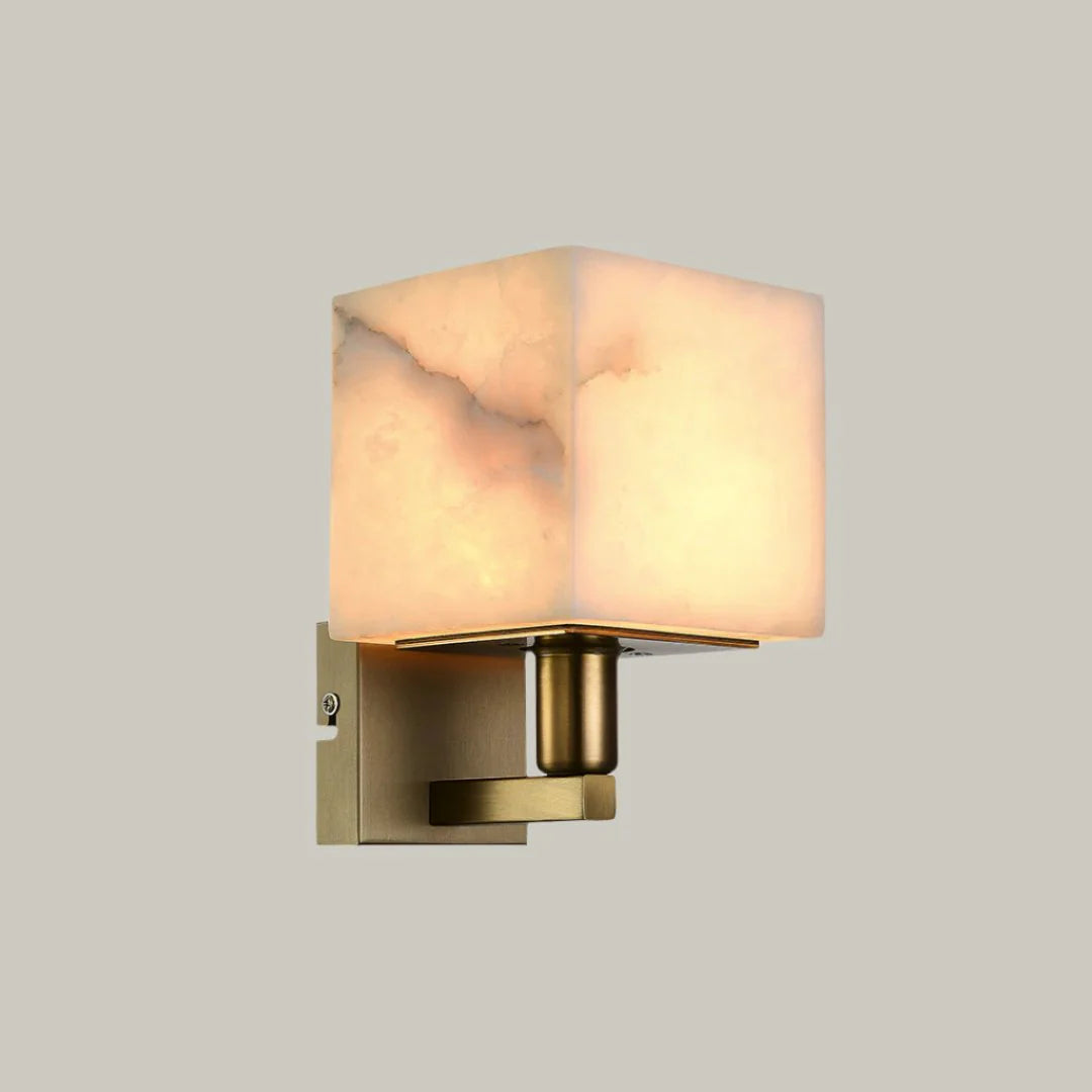 Radley stunning contemporary Wall Light with Alabaster on Muted Bronze-Wall Light Fixtures-Renaissance Design Studio