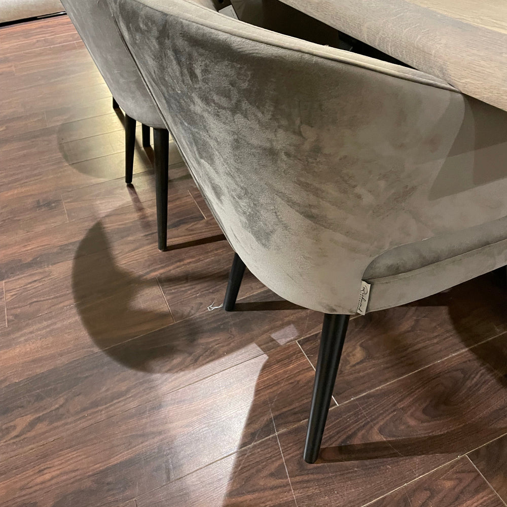 Renaissance Arrone Textured fabric Dining Chairs w brass cap  REDUCED CLEARANCE on last set