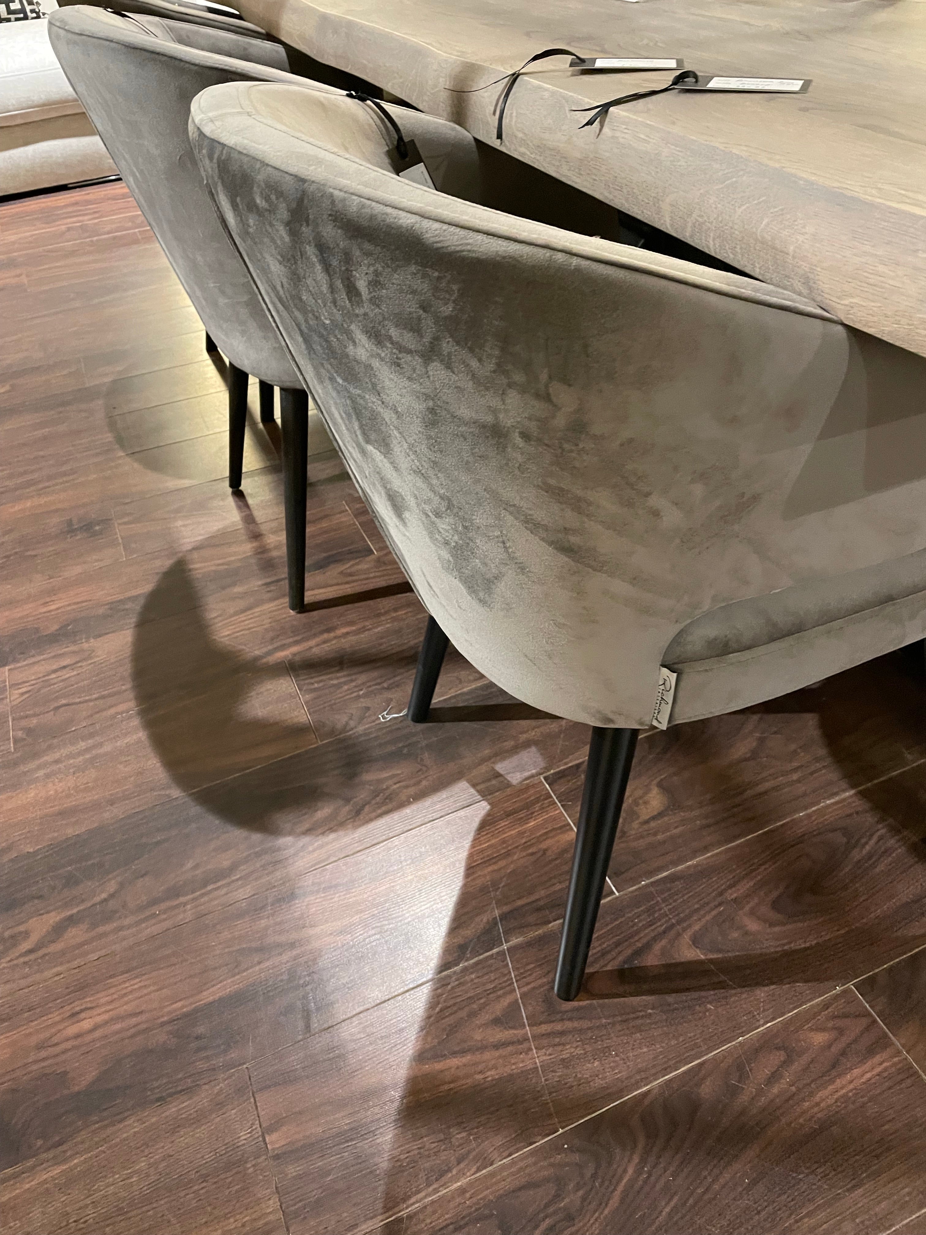 Renaissance Arrone Textured fabric Dining Chairs w brass cap REDUCED CLEARANCE-Dining Chair-Renaissance Design Studio