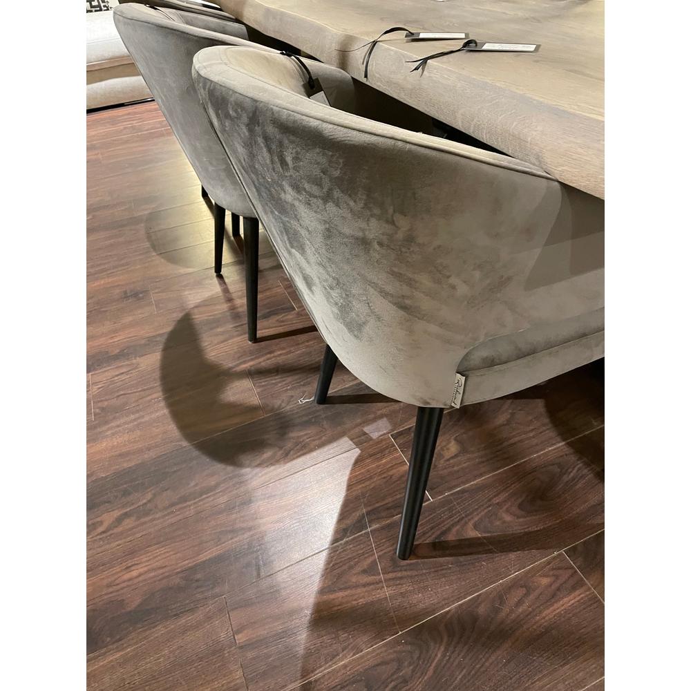 Renaissance Arrone Textured fabric Dining Chairs w brass cap REDUCED CLEARANCE on last set-Renaissance Design Studio