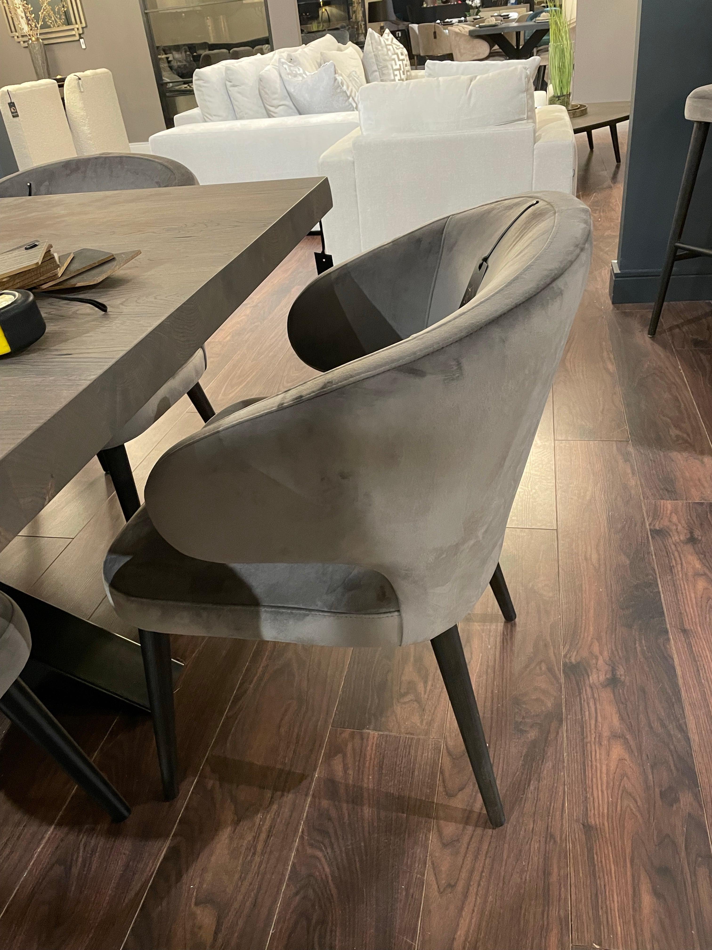 Renaissance Arrone Textured fabric Dining Chairs w brass cap REDUCED CLEARANCE on last set-Renaissance Design Studio