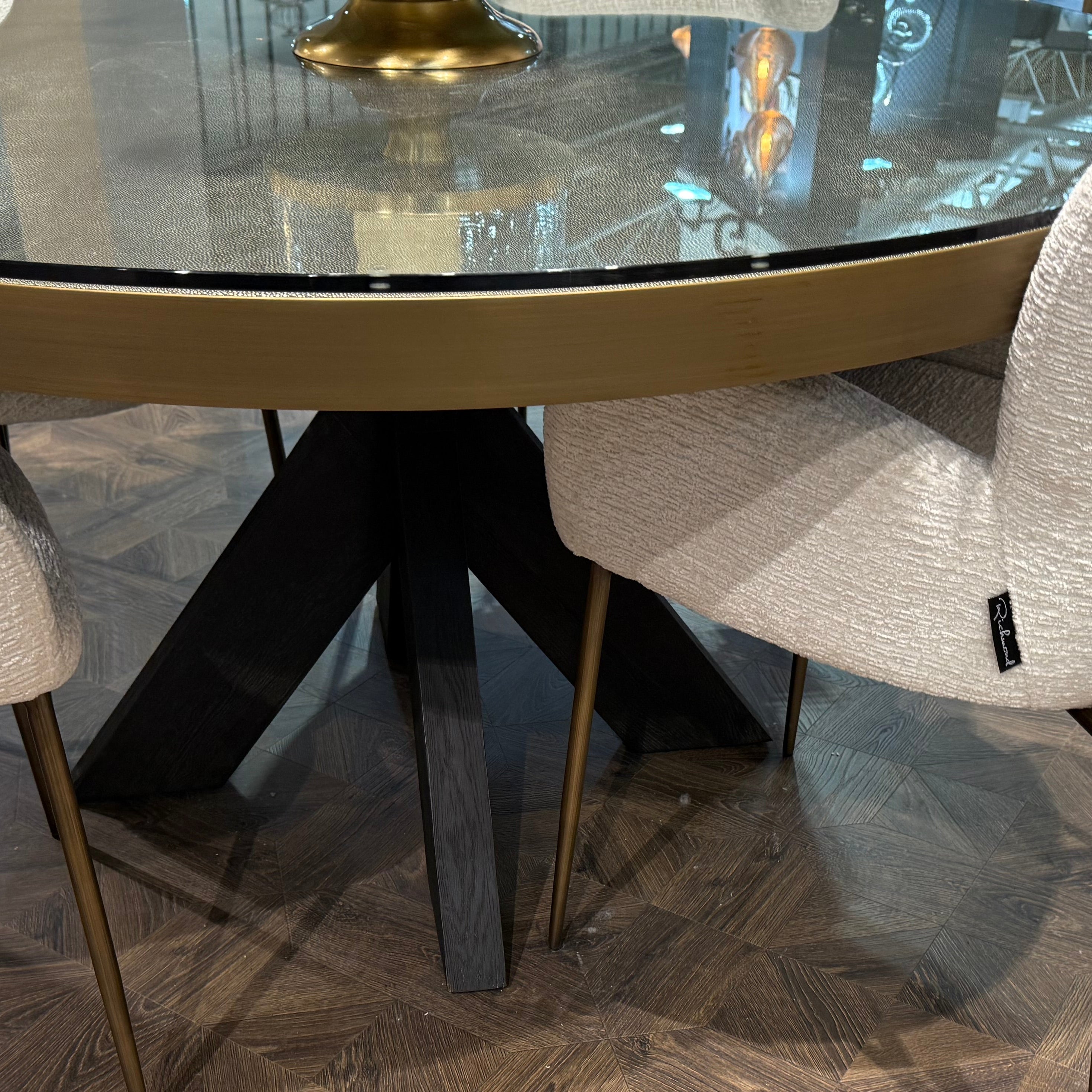 Renaissance Beaumont 140 cm dining table with additional glass top fabulous !-Dining table round-Renaissance Design Studio