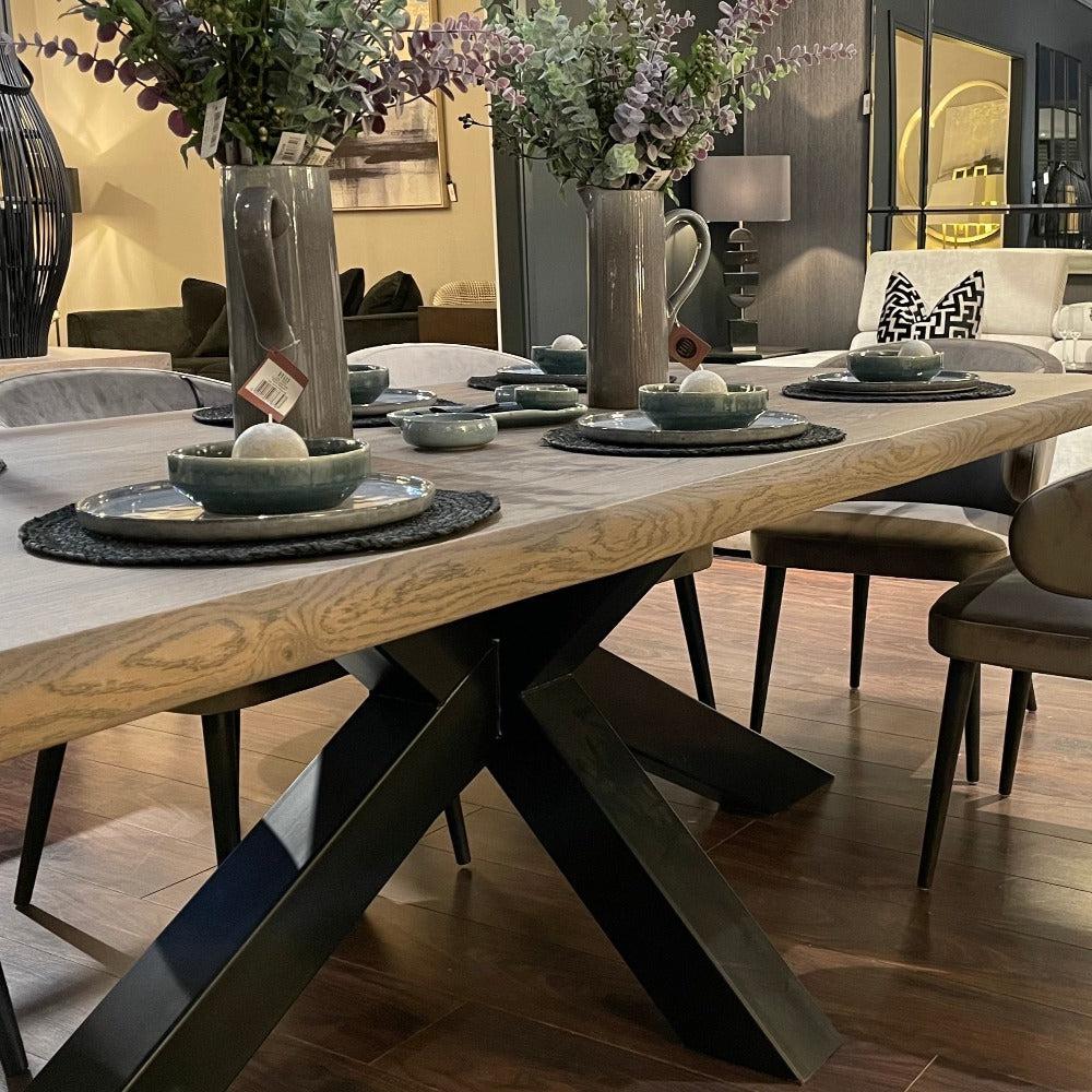 Renaissance Provence extra wide Bespoke 6cm of solid oak with live edge Dining Table ex display 300 x 120 cm-Renaissance Design Studio