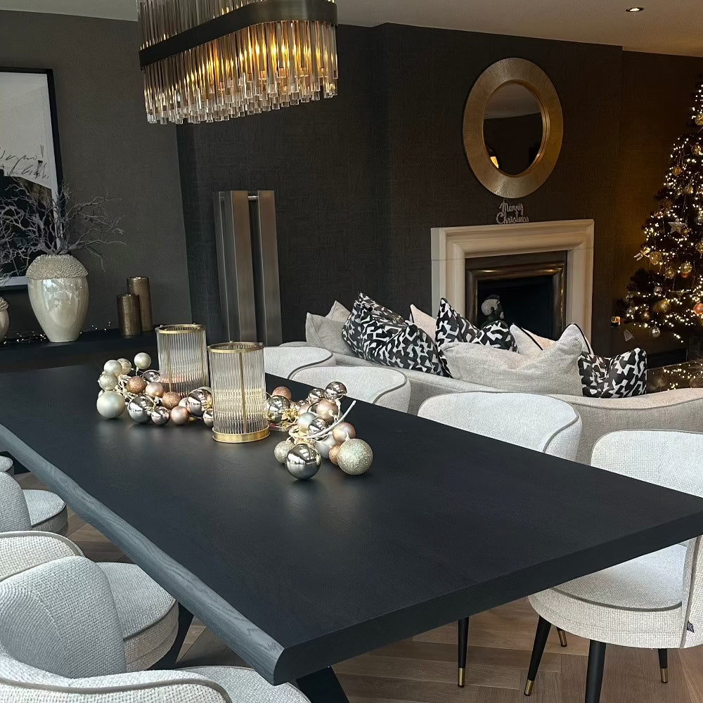 Renaissance Provence extra wide Bespoke 6cm of solid oak with live edge Dining Table ex display 300 x 120 cm-Renaissance Design Studio