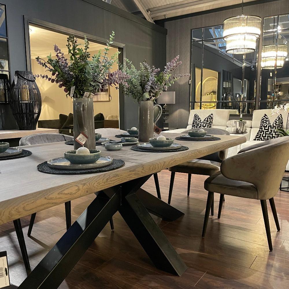 Renaissance Provence extra wide Bespoke 6cm of solid oak with live edge Dining Table ex display 300 x 120 cm-Renaissance Design Studio