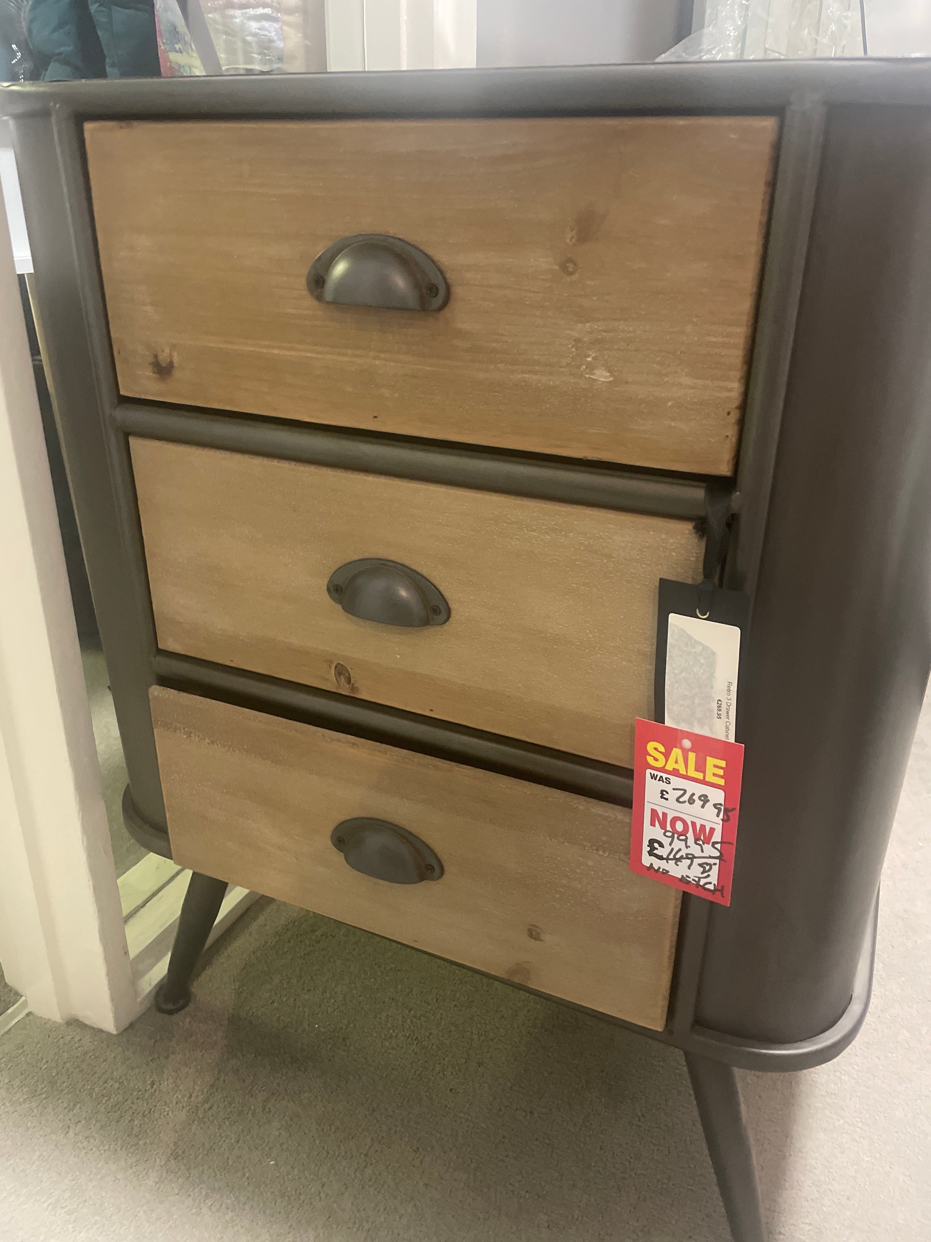 Retro bedside cabinet 3 drawer-Renaissance Design Studio
