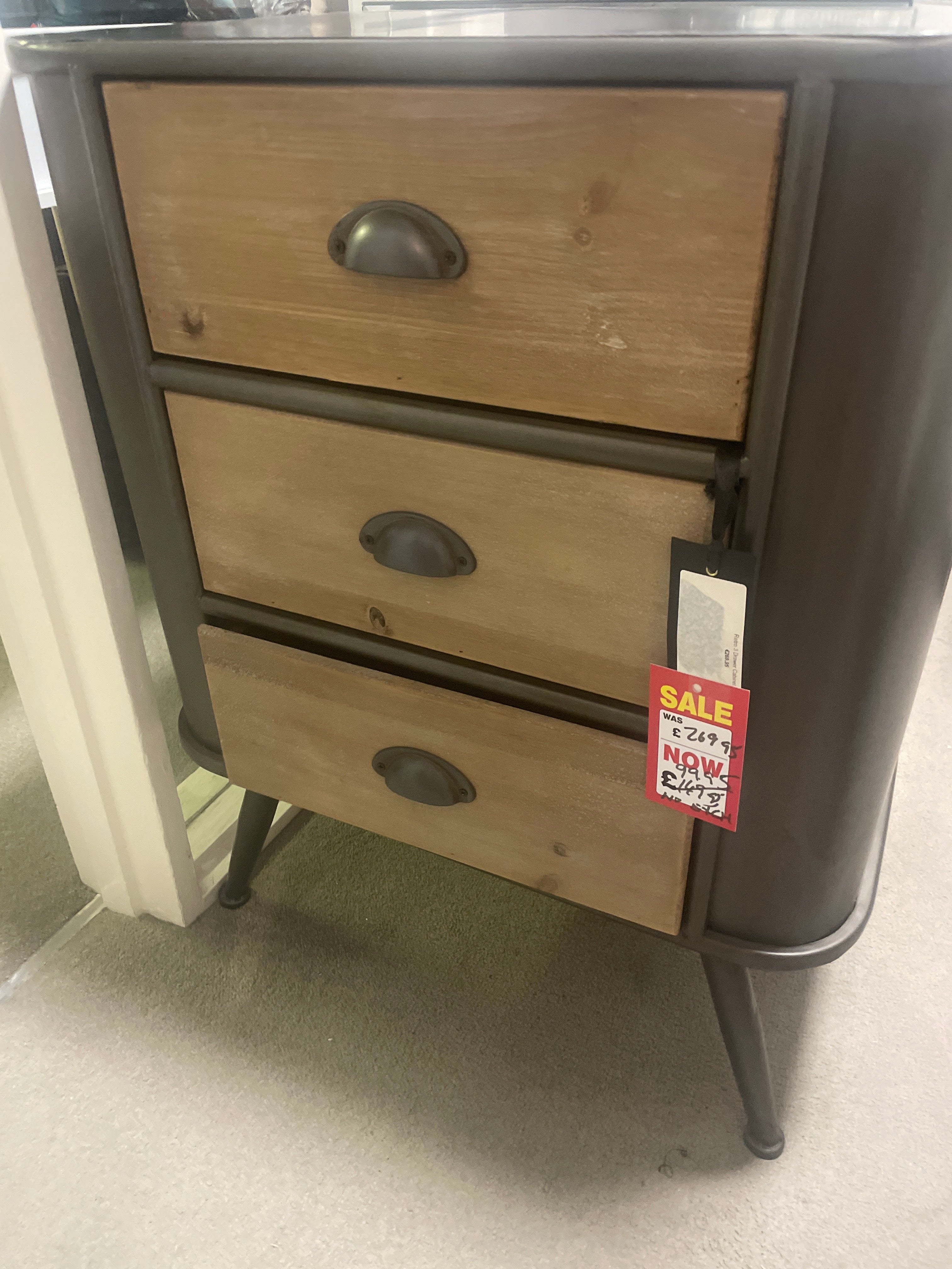 Retro bedside cabinet 3 drawer-Renaissance Design Studio