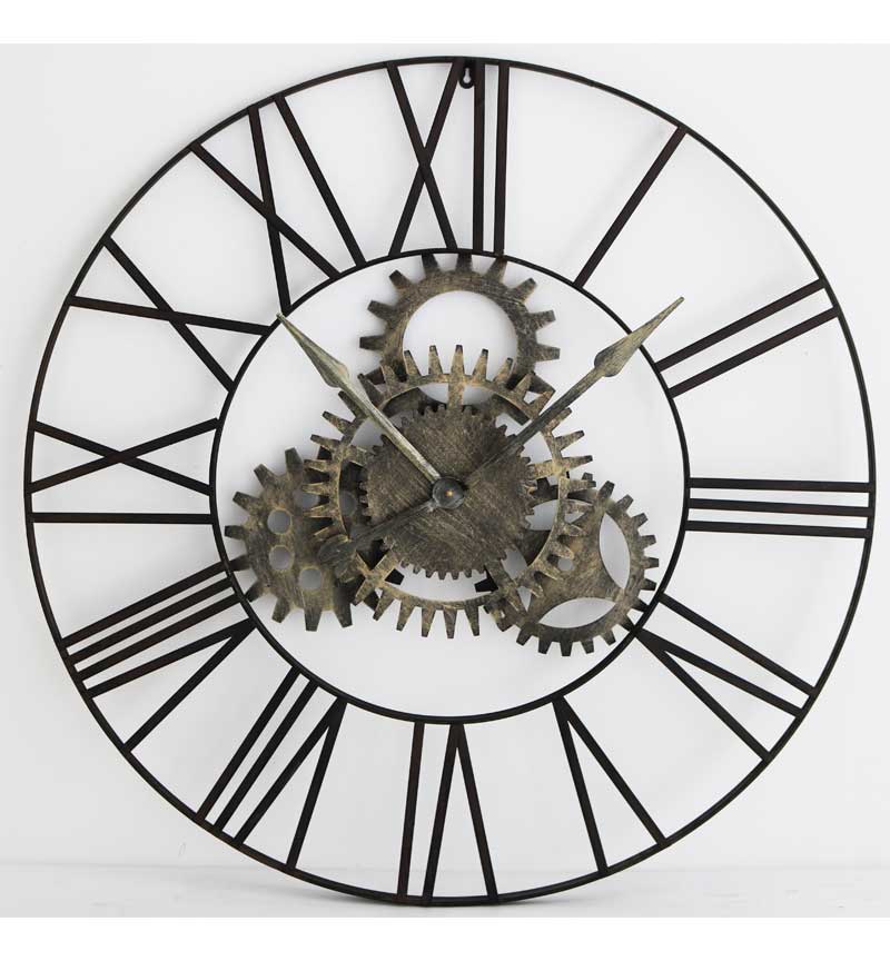 Rimini large black clock with NON moving gears 90 cm for collection no exchange-Renaissance Design Studio