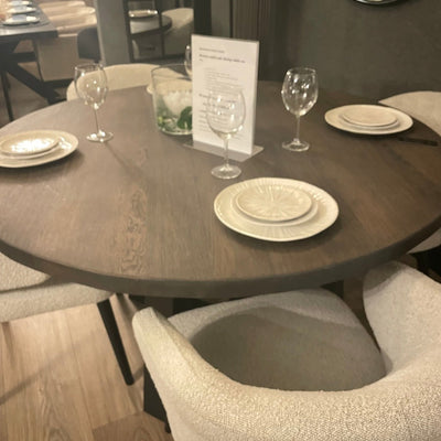 Riviera 180 cm round dining table solid oak disposal sale massive reduction